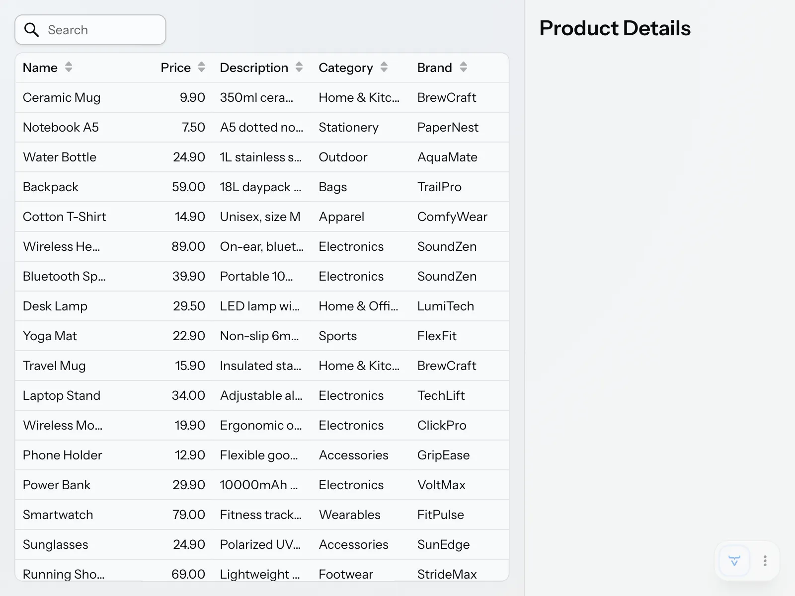 The empty product drawer